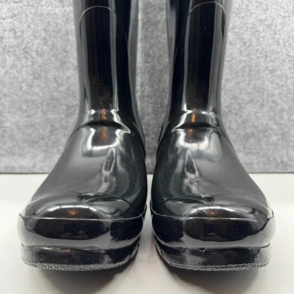 Hunter Original Back Adjust Gloss Rain Boots Womens Size 9 Black Tall WFT1001RGL